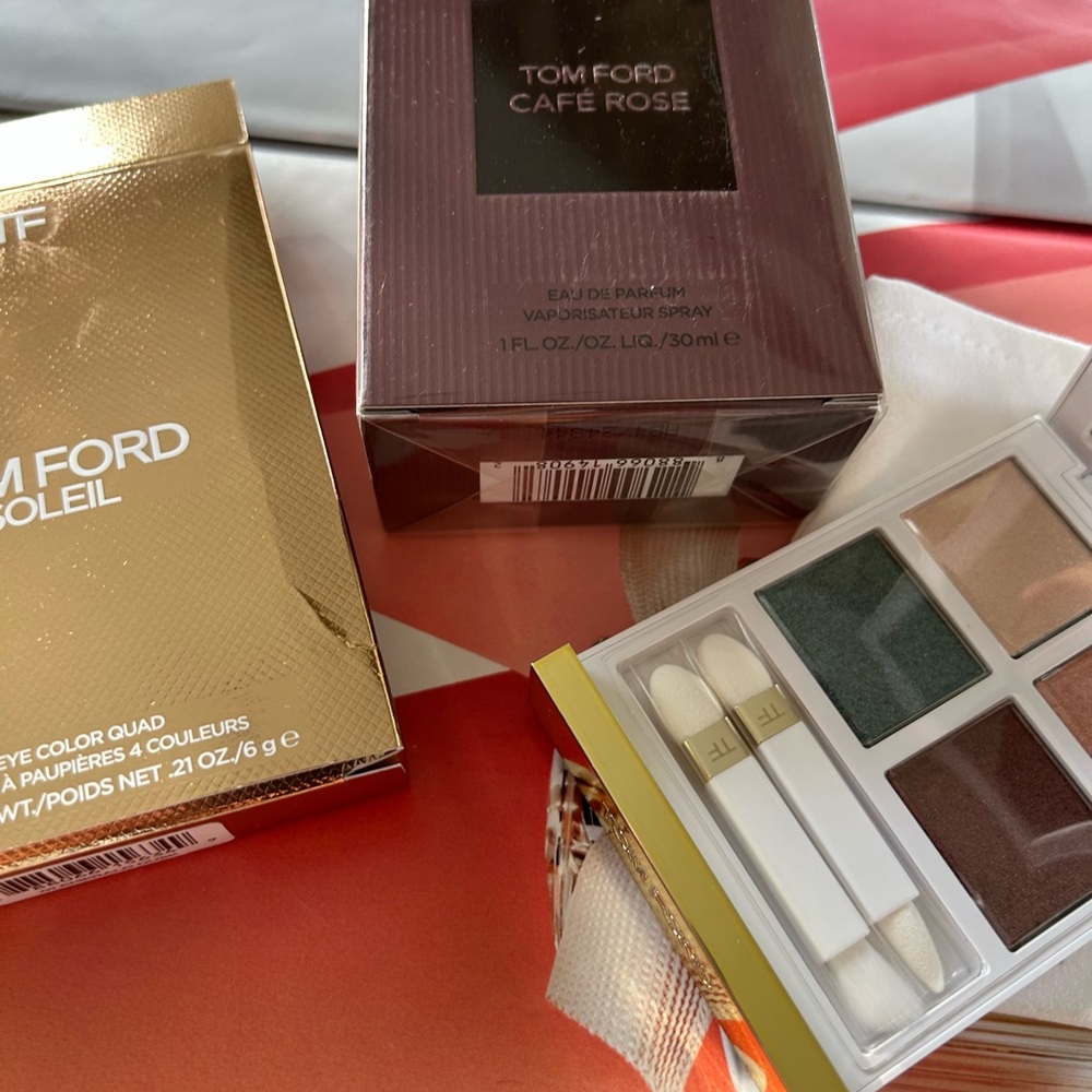 TOM FORD Soleil Emerald Dusk Eye Color Quad 6g + Coffee Rose 1 oz holiday set